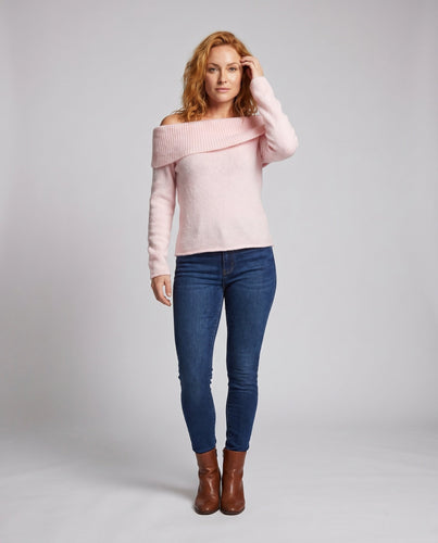 Damen Off-Shoulder Strickpullover aus weichem Material