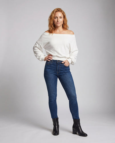 Damen Off-Shoulder Sweatshirt mit lockerer Passform und elastischem Saum