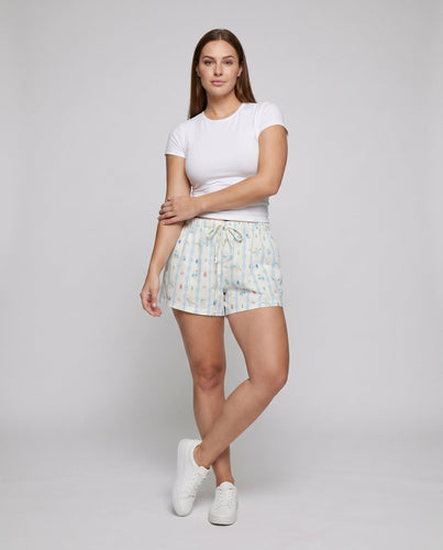 Damen Schlafshorts mit fröhlichem Eismotiv und elastischem Bund