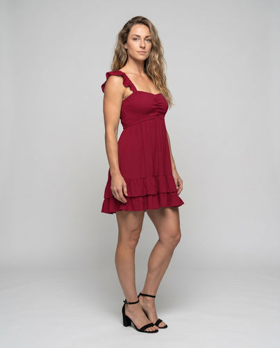 Damen Sommerkleid mit schulterfreiem Design und verspielten Rüschendetails