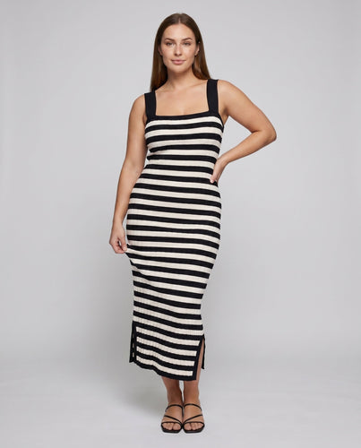 Damen Stretchkleid mit modernen Streifen