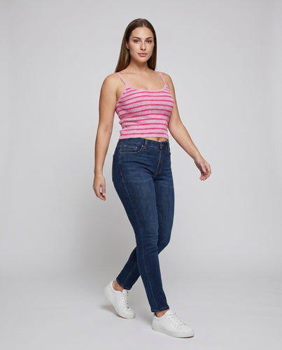 Damen Strick Crop Top mit feinen Streifen