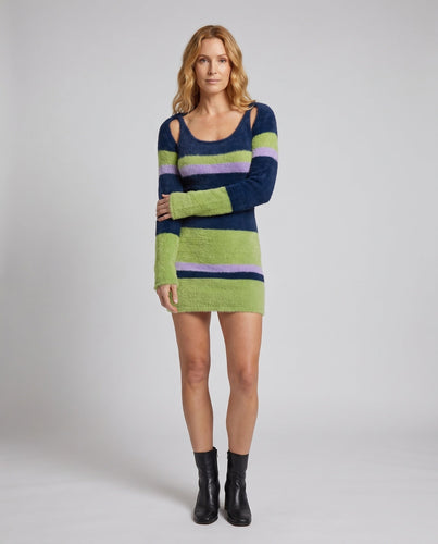 Damen Strickkleid mit modischen Ausschnitten von