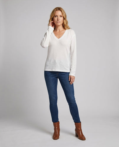 Damen strukturierte V-Hals-Tops