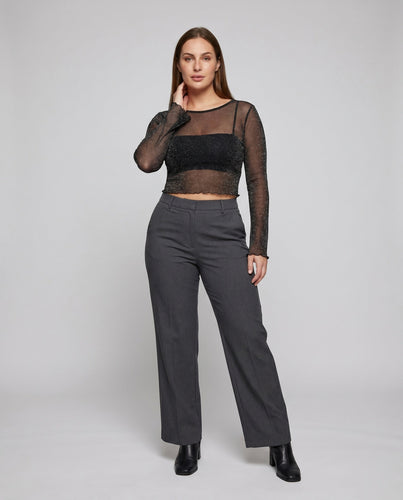 Damen transparente Glitzer-Oberteil mit lockeren Ärmeln