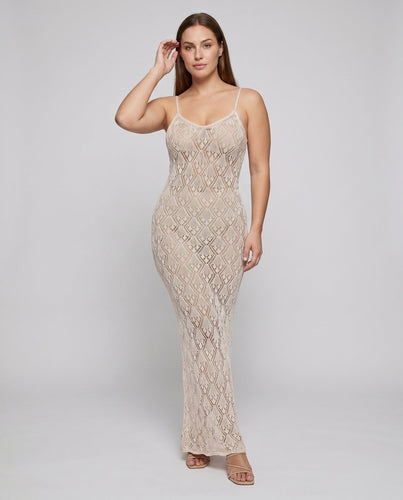 Damen transparente Häkelkleid