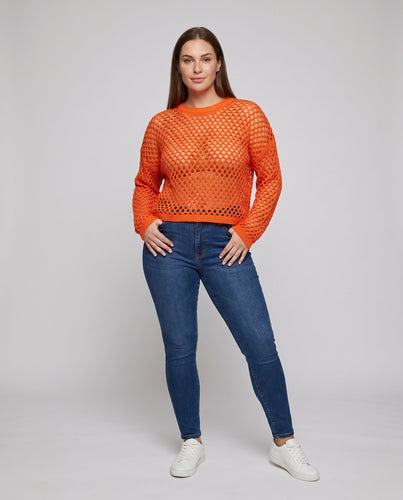 Damen transparenter Strickpullover