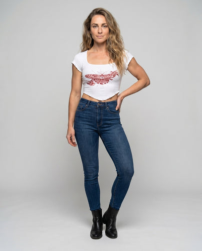 Damen Trendy Crop Top mit verspieltem Design