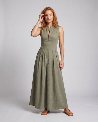 Damen A-Linien Kleid mit Reißverschluss und Stehkragen Echo Archiv