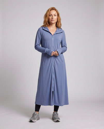 Damen Longline Hoodie-Robe mit Reißverschluss Echo Archiv