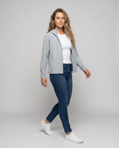 Damen Sportliche UV-Schutz Jacke mit integrierter Kapuze Echo Archiv