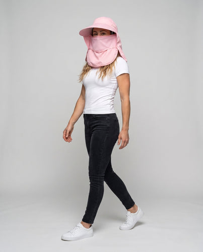 Damen UV-Schutz Hut mit Schirm und integrierter Gesichtsmaske Echo Archiv