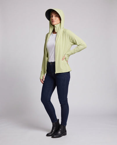 Damen UV-Schutz Sportjacke mit abnehmbarem Kapuzen- und Sonnenblenden Echo Archiv
