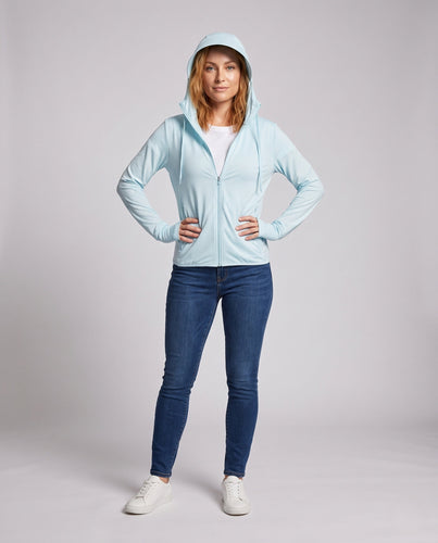 Damen leichte Funktionsjacke mit verstellbarem Kapuzenkragen und schnelltrocknendem Material Echo Archiv