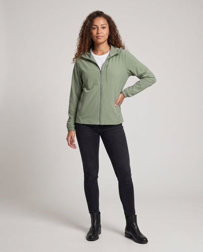 Damen leichte Outdoor-Jacke mit atmungsaktiven Einsätzen und verstellbarem Kapuzendesign Echo Archiv