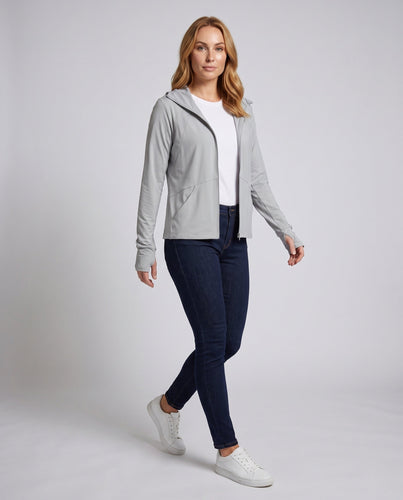 Damen nan leichte UV-Schutz Kapuzenjacke mit Reißverschluss Echo Archiv