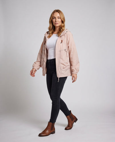 Damen nan leichte winddichte Kapuzenjacke mit Kordelzug und großzügigen Taschen Echo Archiv