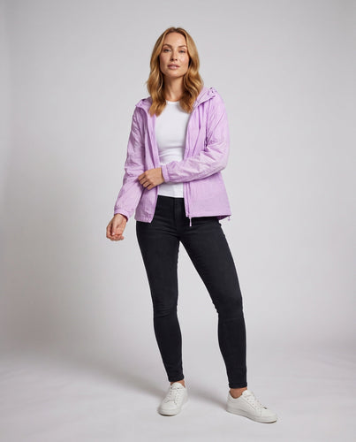 Damen nan leichtgewichtige Kapuzen-Outdoorjacke mit Frontreißverschluss, verstellbarem Kordelzug und verdeckten Reißverschlusstaschen Echo Archiv