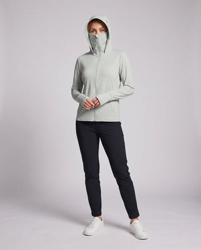 Damen nan ultraleichte Sonnenschutz Kapuzenjacke mit kühlender Funktion und integrierter Gesichtsmaske Echo Archiv