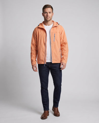 Herren nan leichte Outdoor-Kapuzenjacke mit hohem Kragen, Reißverschlusstaschen und Packfunktion Echo Archiv
