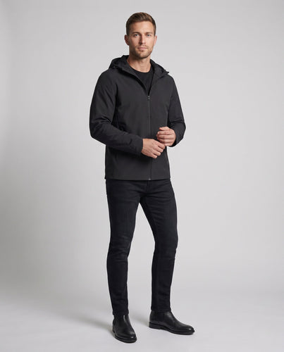 Herren nan minimalistische Reise-Hardshelljacke mit verstaubarer Kapuze atmungsaktivem Stretch und verdeckten Reißverschlusstaschen Echo Archiv