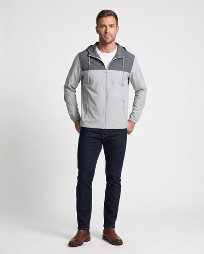 Herren nan ultraleichte atmungsaktive Reise-Kapuzenjacke mit Packfunktion, windabweisendem Material und elastischen Bündchen Echo Archiv