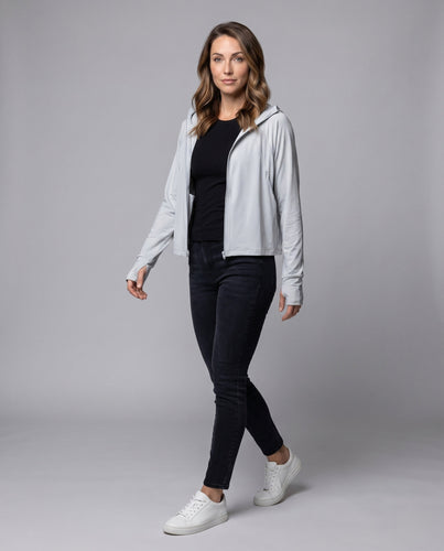 Unisex nan Kapuzen-Sonnenschutzjacke mit verlängerter Visierkrempe, hohem Stehkragen und Daumenlöchern Echo Archiv