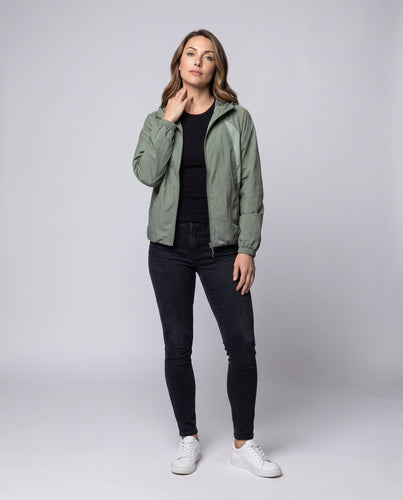 Unisex nan leichte Lauf- und Windjacke mit Kapuze, atmungsaktiven Mesh-Einsätzen und Packfunktion Echo Archiv