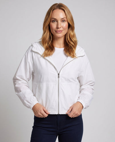 Damen nan lässige Sommer-Überwurfjacke mit Kapuze Ballonärmeln elastischem Saum und Frontreißverschluss Echo Archiv
