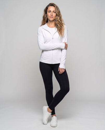 Damen nan schlanke Raglan-Kapuzenjacke mit verdeckten Reißverschlusstaschen und Daumenlochbündchen Echo Archiv