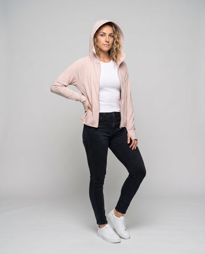 Damen nan sportliche Kapuzenjacke im Cocoon-Schnitt mit Handschlaufen und kurzem Saum Echo Archiv