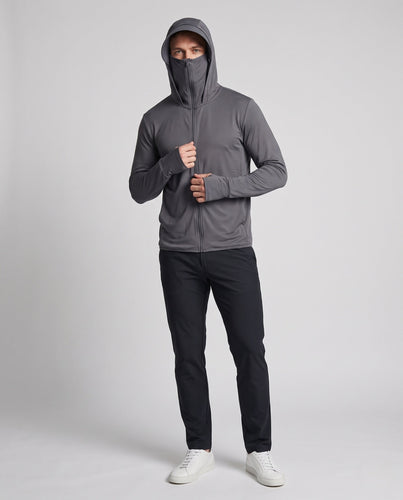 Unisex nan leichte Sonnenschutz-Kapuzenjacke mit abnehmbarem Schirm und integrierter Gesichtsblende Echo Archiv