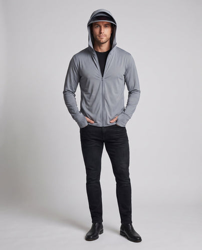 Unisex nan ultraleichtes Kapuzenshirt mit ausklappbarem Visier, atmungsaktivem Wabenjersey und Reißverschluss Echo Archiv