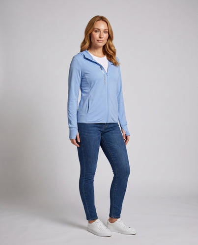 Damen nan leichte atmungsaktive UV-Schutz Kapuzenjacke mit Reißverschluss und Taschen Echo Archiv
