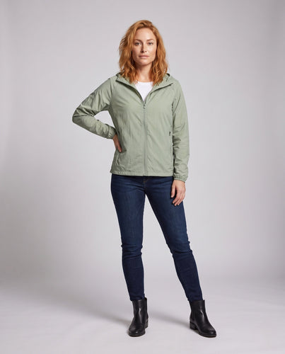 Damen nan ultraleichte Regenjacke mit Kapuze und verdecktem Reißverschluss Echo Archiv