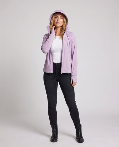 Damen sportliche und atmungsaktive Jacke mit hoher Schutzkapuze Echo Archiv