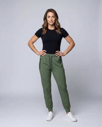 Damen Sporthose mit elastischem Bund und praktischen Reißverschlusstaschen Echo Archiv