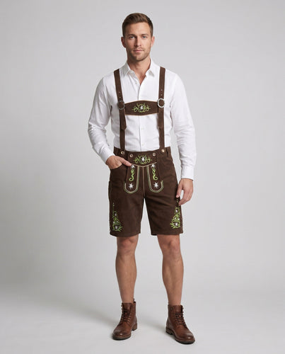 Herren elegante traditionelle Lederhosen mit aufwendiger Stickerei Echo Archiv