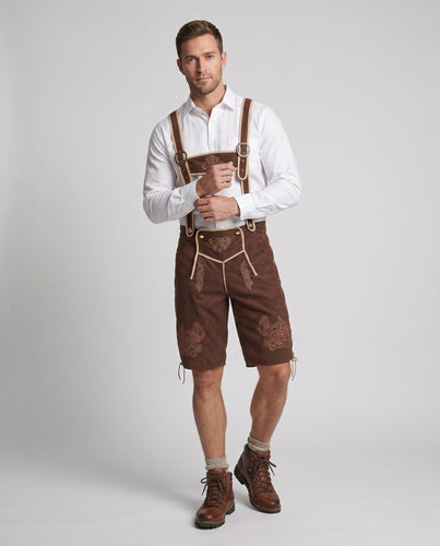 Herren traditionelle Lederhosen mit aufwendiger Stickerei Echo Archiv
