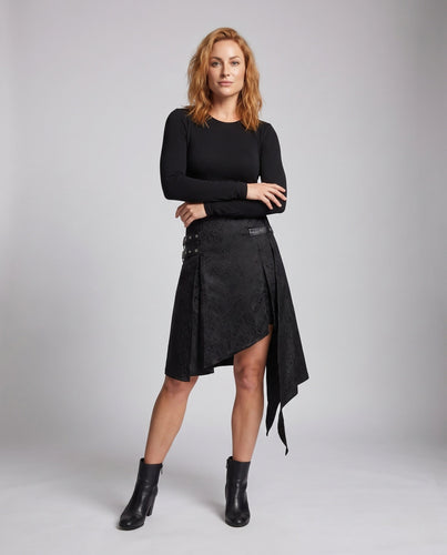 Damen asymmetrischer Rock mit Schnallen und floralem Design Echo Archiv