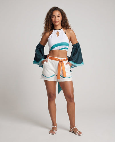 Damen Cosplay-Outfit mit voluminösen Ärmeln und dekorativen Shorts Echo Archiv