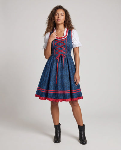Damen Dirndl Kleid mit aufwendiger Spitze und elegantem Taillengürtel Echo Archiv