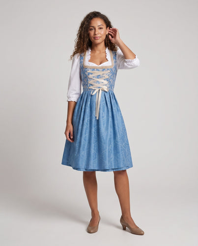 Damen Dirndl Kleid mit eleganten Spitzendetails und traditionellem Saum Echo Archiv
