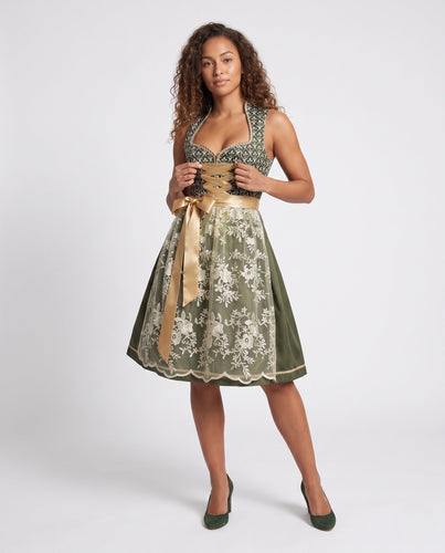 Frauen Dirndl mit kunstvollen Spitzenakzenten und elegantem Schürze Echo Archiv