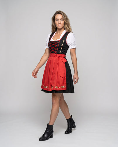 Damen Dirndl Set mit aufwendigen Schnürungen und floralen Verzierungen Echo Archiv