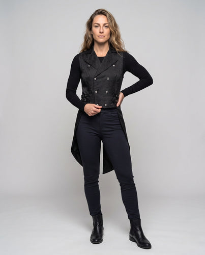 Damen edle gesteppte Weste mit floralem Design und dekorativen Knöpfen Echo Archiv