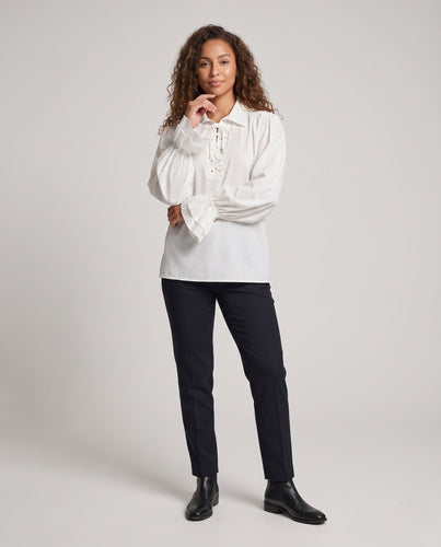 Damen elegante Bluse mit Rüscheln und dekorativem Schnürdetail Echo Archiv