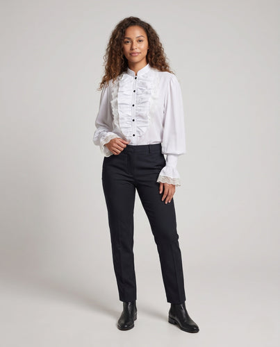 Frauen elegante Bluse mit Rüschendetails und Spitze Akzenten Echo Archiv