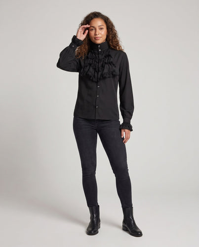 Damen elegante Rüschbluse mit exquisiten Spitzen Details Echo Archiv