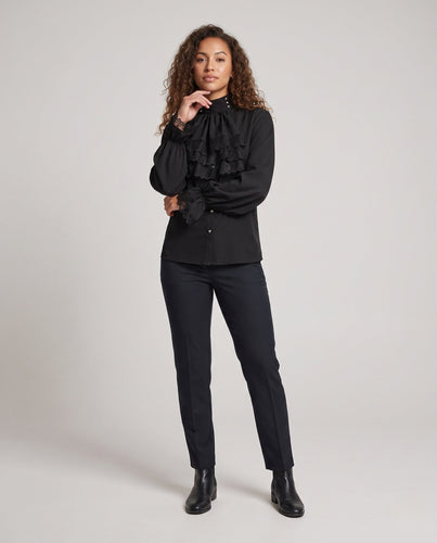 Damen Elegante Rüschbluse mit Spitzenakzenten Echo Archiv